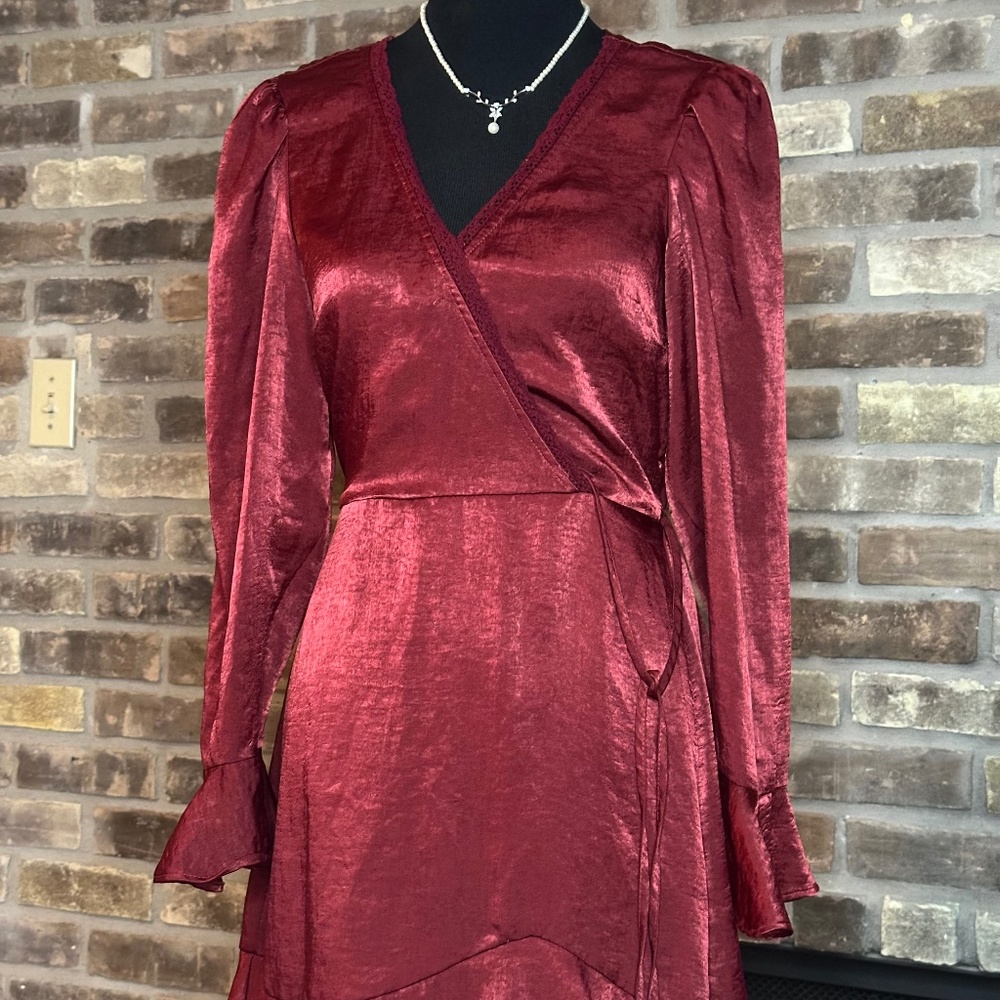 Xhilaration red wine silk dress
